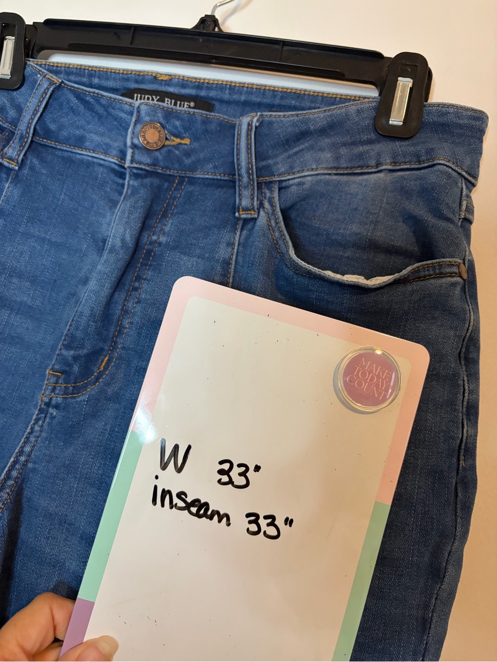 Judy Blue Mid-Blue High-Rise Flared Raw Hem Jeans Size 14W - Picture 6 of 6